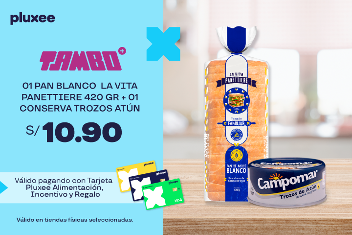 01 PAN BLANCO LA VITA PANETTIERE 420 GR + 01 CONSERVA TROZOS ATÚN CAMPOMAR 150 GR A S/10.90